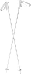 Crossed White Ski Poles - Isolated