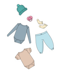 Baby set of clothes  - vector drawings