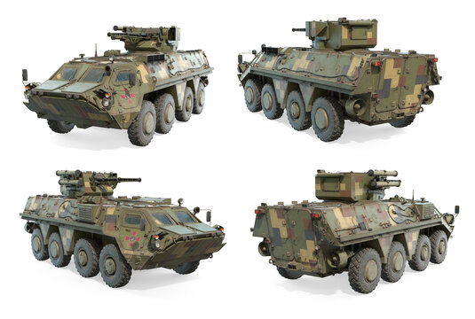 BTR-4E Ukraninian APC 3d-renders isolated on white background