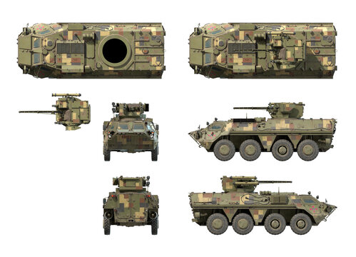 BTR-4E Ukraninian APC 3d-renders isolated on white background