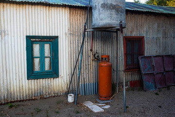 Obraz premium Picturesque typical construction in the town of Puerto Piramides, Peninsula Valdes, Chubut Province, Patagonia, Argentina.