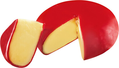 Round Gouda Cheese with Piece - Isolated