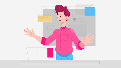 Office character design, working process, office, startup 