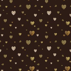Golden stroke heart pattern a brown illustration