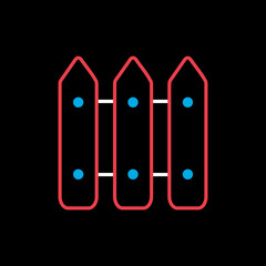 Wood fence garden vector on black background icon