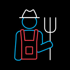 Farmer holding pitchfork vector icon