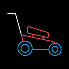 Lawn mower vector icon. Gardening grass-cutter