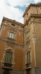 Facade of a palace and historic building in the city of Valencia (Spain)
