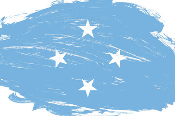 Distressed stroke brush painted federated states of micronesia flag on white background