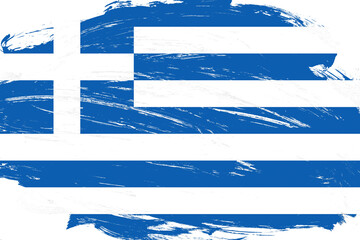 Fototapeta premium Distressed stroke brush painted greece flag on white background