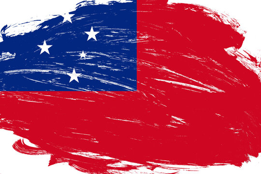 Distressed stroke brush painted samoa flag on white background