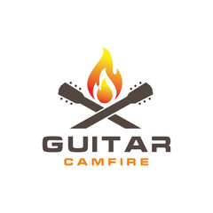 Guitar Camfire logo, Guitar and Bonfire logo