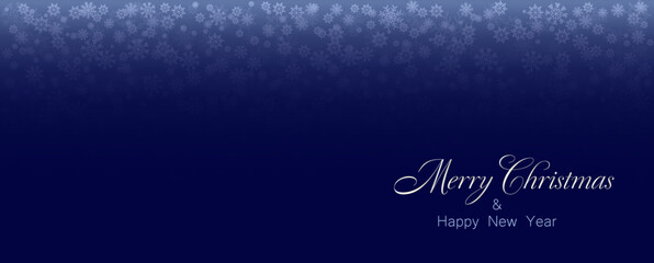 Winter Blue background christmas made of snowflake and snow with Merry Christmas text, Vector illustration. Christmas background.