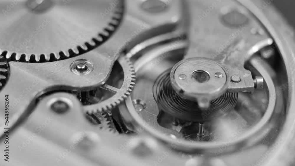 Poster clock mechanism close-up. inside the clock