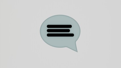 Blue icon of speech bubble with black lines isolated on white background. Chatting, message, talking, communication. 3D render