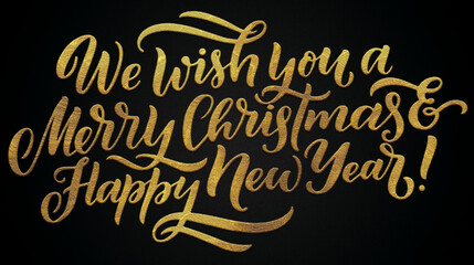 We wish you a merry Christmas and happy new year golden calligraphy design banner