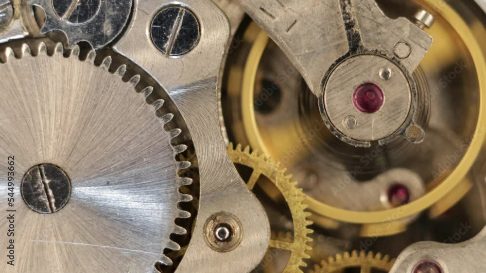 Poster clockwork close up. the clock mechanism close-up. old clock watch mechanism