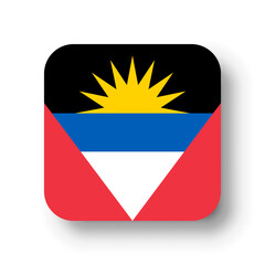 Antigua and Barbuda flag - flat vector square with rounded corners and dropped shadow.