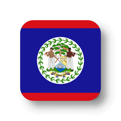 Belize flag - flat vector square with rounded corners and dropped shadow.