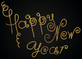 Happy new year golden calligraphy design banner