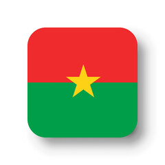 Burkina Faso flag - flat vector square with rounded corners and dropped shadow.