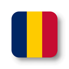 Chad flag - flat vector square with rounded corners and dropped shadow.