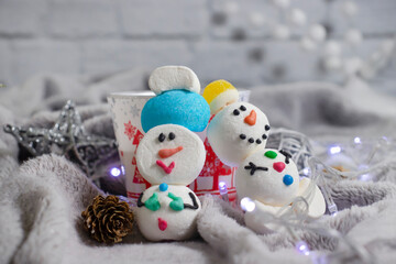 Cute delicious marshmallow christmas background