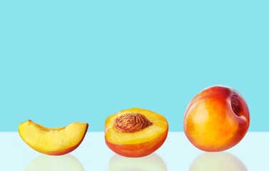 Fresh ripe tasty peaches fruits