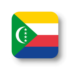 Comoros flag - flat vector square with rounded corners and dropped shadow.