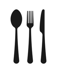 Spoon, fork, knife silhouette icon