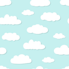 Clouds on blue sky seamless pattern
