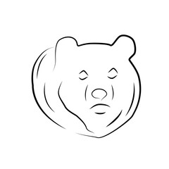 Bear vector logo. Bear vector silhouette icon. Bear drawn with lines.