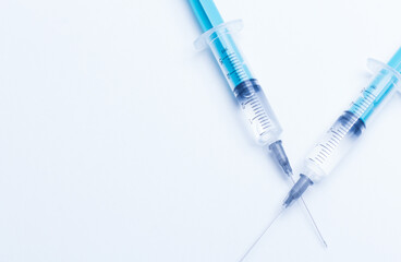 Disposable plastic syringe prepared for injection and vaccination in the hospital. The concept of medicine and health