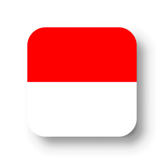 Indonesia flag - flat vector square with rounded corners and dropped shadow.