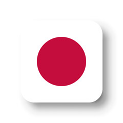 Japan flag - flat vector square with rounded corners and dropped shadow.