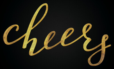 Cheers golden calligraphy design banner