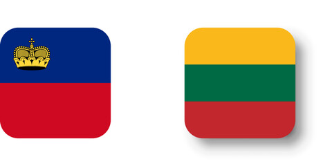 Obraz premium Lithuania flag - flat vector square with rounded corners and dropped shadow.