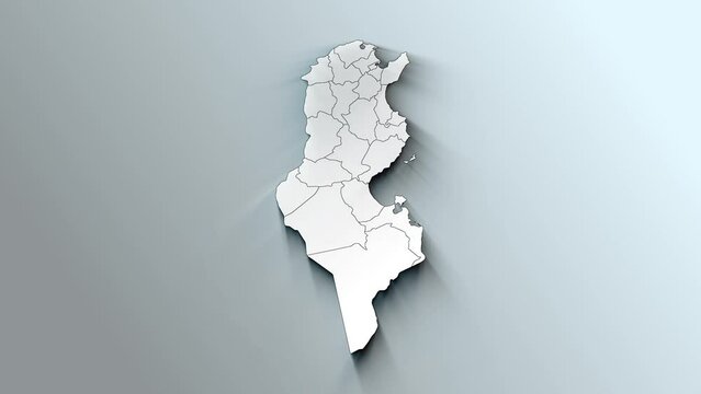Modern White Map of  Tunisia with Governorates