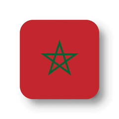 Morocco flag - flat vector square with rounded corners and dropped shadow.