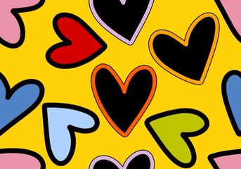 Valentines hearts seamless cartoon pattern for wrapping and kids clothes print and fabrics and gift box