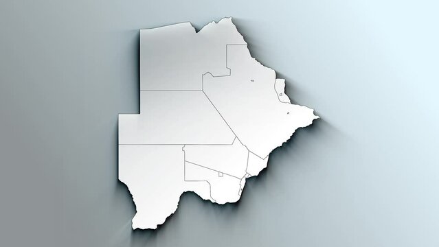 Modern White Map of Botswana with Districts