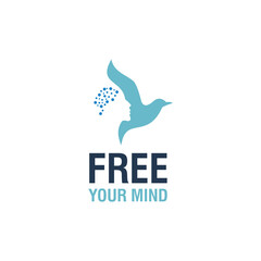 Freedom mind logo design template ,Human logo design concept