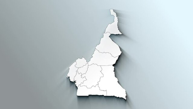 Modern White Map of Cameroon with Regions