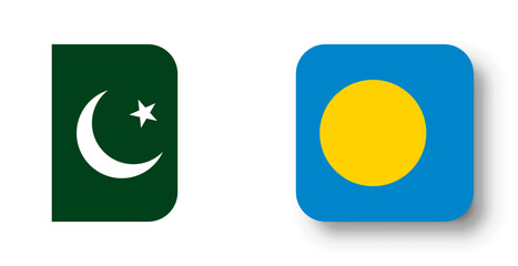 Palau flag - flat vector square with rounded corners and dropped shadow.