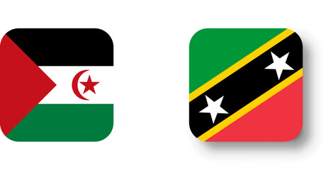 Saint Kitts and Nevis flag - flat vector square with rounded corners and dropped shadow.