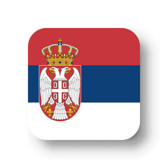Obraz premium Serbia flag - flat vector square with rounded corners and dropped shadow.
