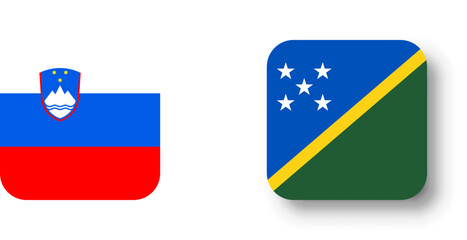 Solomon Islands flag - flat vector square with rounded corners and dropped shadow.