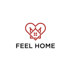 Love crown home Logo design template. home combined with heart.