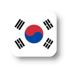 South Korea flag - flat vector square with rounded corners and dropped shadow.
