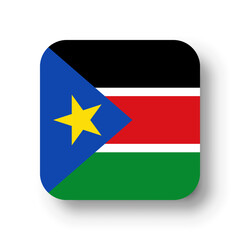 South Sudan flag - flat vector square with rounded corners and dropped shadow.